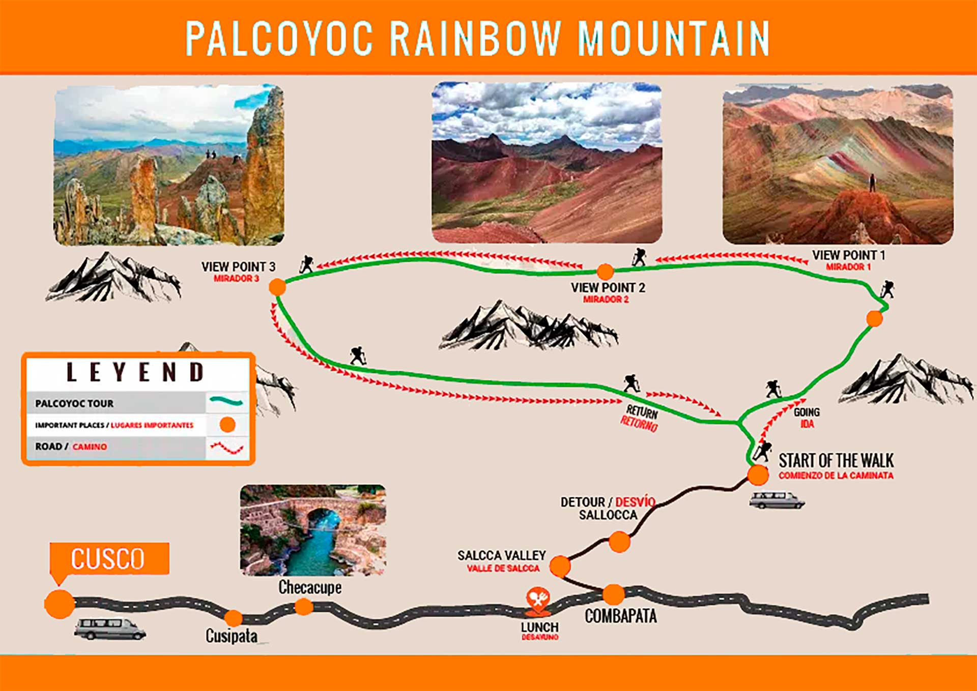 Map of the tour Palcoyo Rainbow Mountain Tour | 1 Day | Small Group - Okidoki Travel Peru